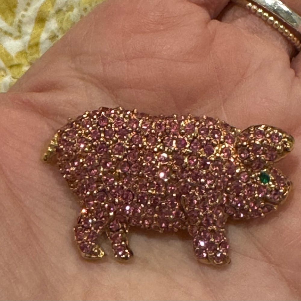 Vintage Pink pig rhinestone brooch bling pin unique farm gift
Vegan animal - Picture 2 of 7